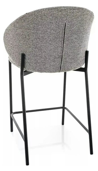 Scaun bar KIOTO H-2, gri/negru, stofă/metal, 54x44x90 cm