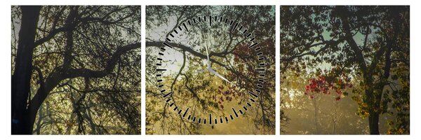 Tablou cu răsărit de soare (cu ceas) (90x30 cm)