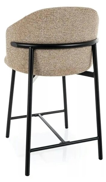 Scaun bar OSAKA H-2, bej/negru, stofă/metal, 54x43x88 cm