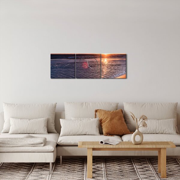 Tablou cu apus de soare (cu ceas) (90x30 cm)