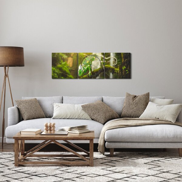 Tablou cu șopârlă (cu ceas) (90x30 cm)