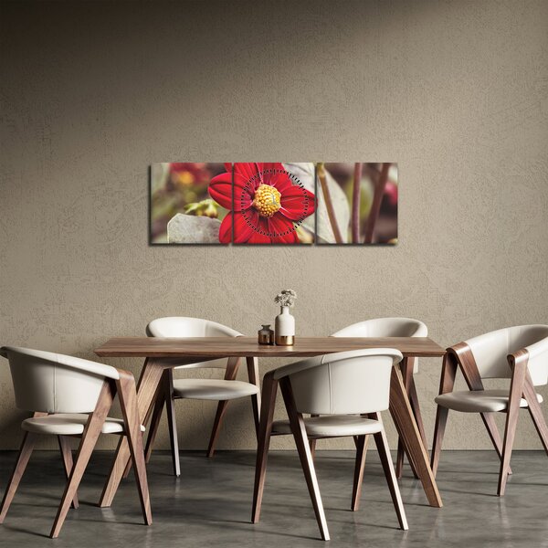 Tablou cu floare (cu ceas) (90x30 cm)