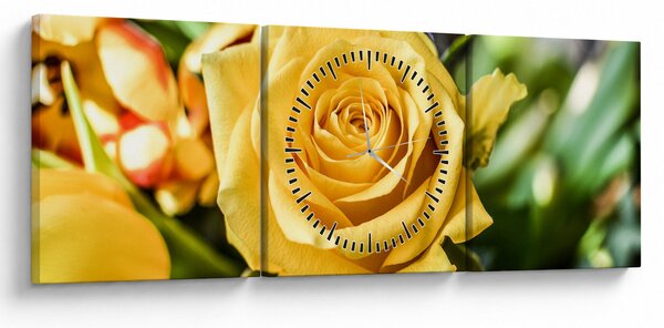 Tablou cu trandafir (cu ceas) (90x30 cm)