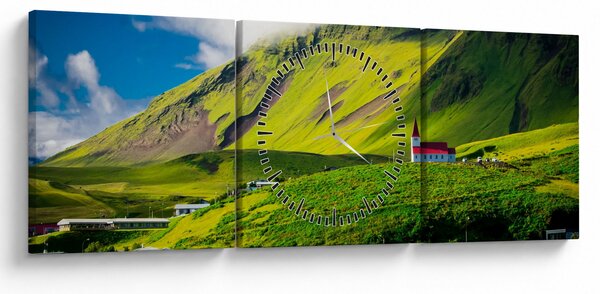 Tablou cu peisaj montan (cu ceas) (90x30 cm)