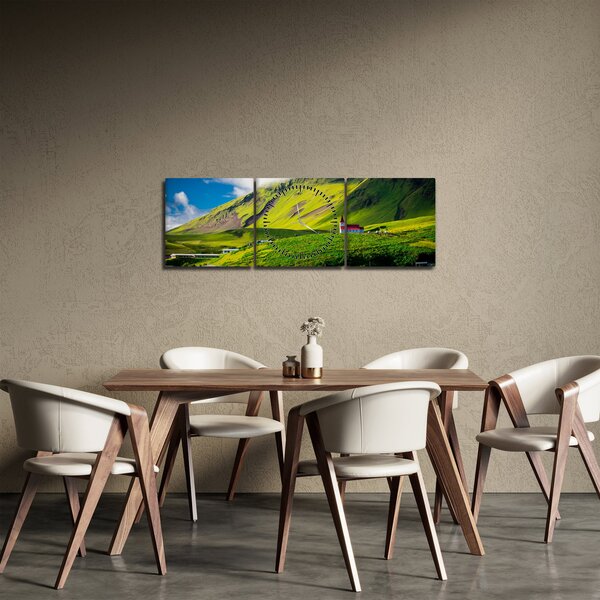 Tablou cu peisaj montan (cu ceas) (90x30 cm)