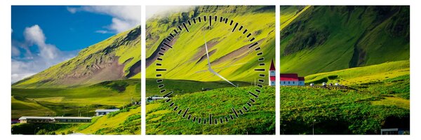 Tablou cu peisaj montan (cu ceas) (90x30 cm)