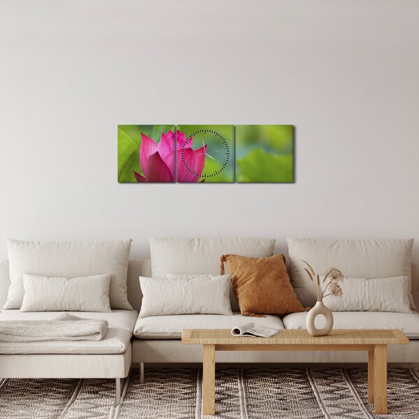 Tablou - floare de apă (cu ceas) (90x30 cm)