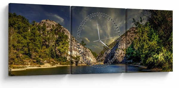 Tablou peisajului cu lac (cu ceas) (90x30 cm)