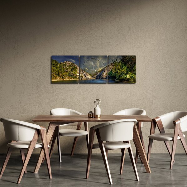 Tablou peisajului cu lac (cu ceas) (90x30 cm)