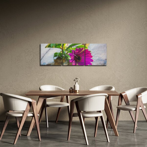 Tablou flori tăiate (cu ceas) (90x30 cm)