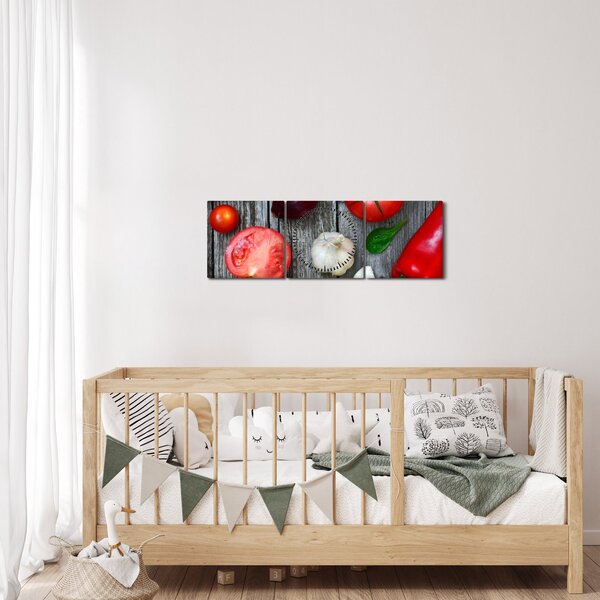 Tablou cu legume (cu ceas) (90x30 cm)