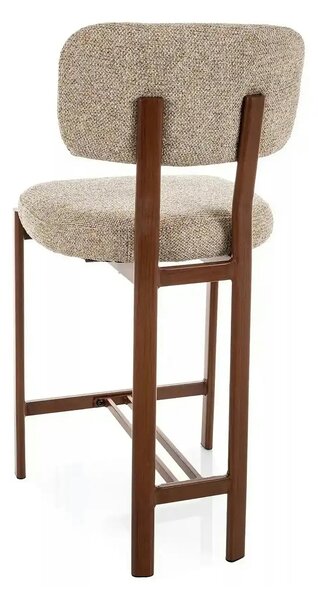Scaun bar MISAKI H-2, bej/nuc, stofă/metal, 45x44x92 cm