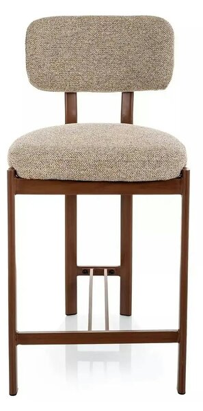 Scaun bar MISAKI H-2, bej/nuc, stofă/metal, 45x44x92 cm