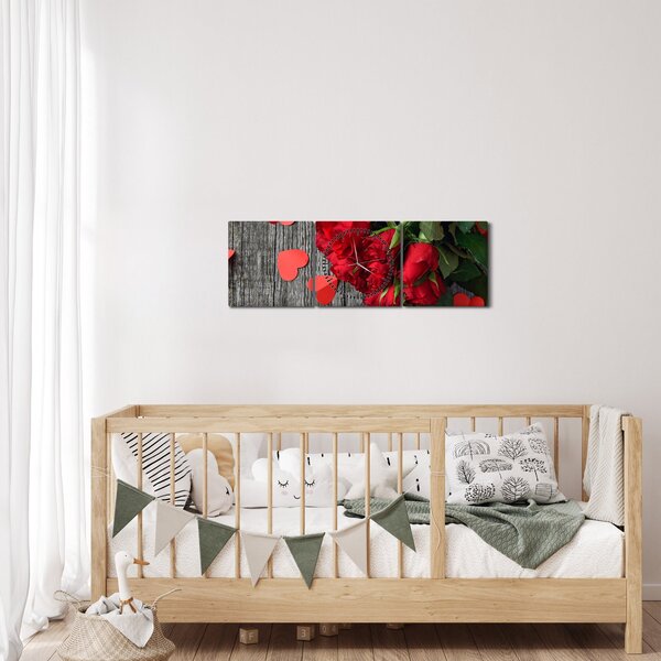Tablou cu trandafiri (cu ceas) (90x30 cm)
