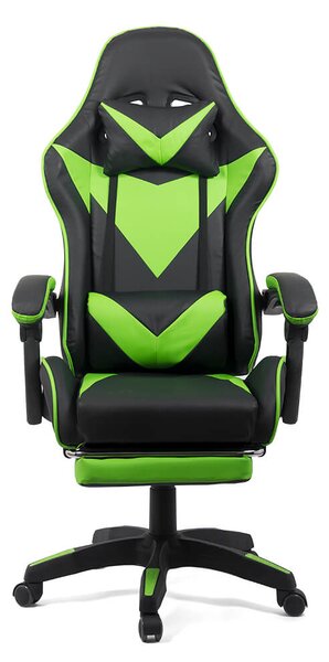 Scaun gaming cu spatar reglabil si suport picioare verde/negru OFF 299