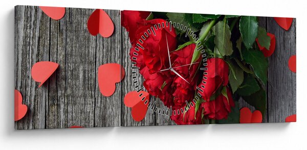 Tablou cu trandafiri (cu ceas) (90x30 cm)