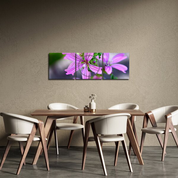 Tablou cu floarea detailat (cu ceas) (90x30 cm)