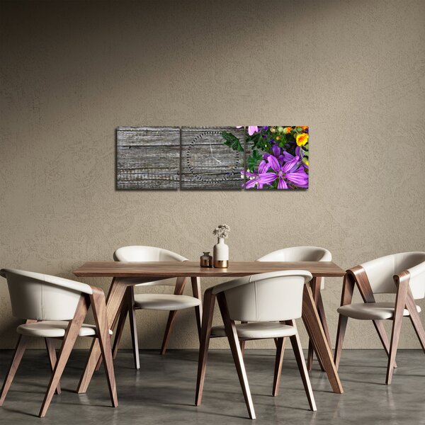 Tablou - flori de câmp (cu ceas) (90x30 cm)