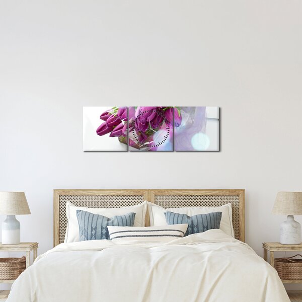 Tablou - buchet de lalele (cu ceas) (90x30 cm)