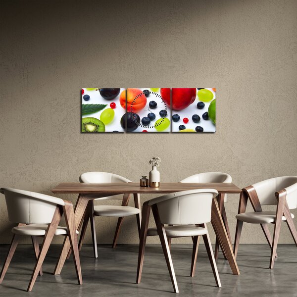 Tablou - fructe cu picături de apă (cu ceas) (90x30 cm)