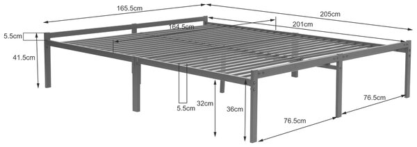 Pat metalic Inosign List negru 160/200 cm