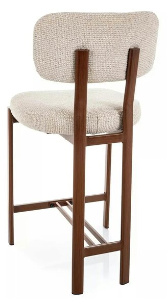 Scaun bar MISAKI H-2, bej deschis/nuc, stofă/metal, 45x44x92 cm
