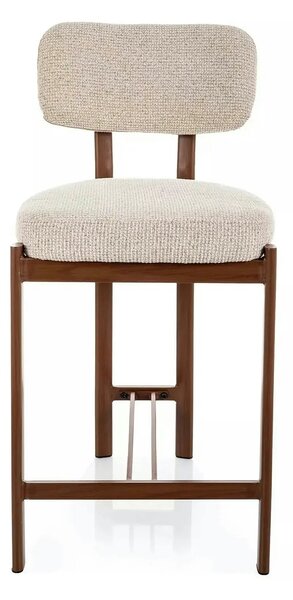 Scaun bar MISAKI H-2, bej deschis/nuc, stofă/metal, 45x44x92 cm