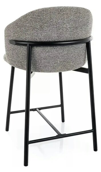 Scaun bar OSAKA H-2, gri/negru, stofă/metal, 54x43x88 cm
