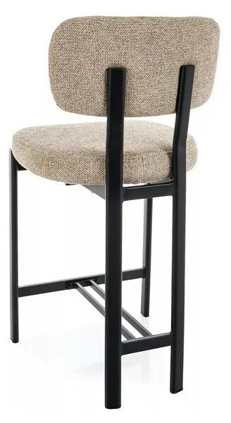Scaun bar MISAKI H-2, bej/negru, stofă/metal, 45x44x92 cm