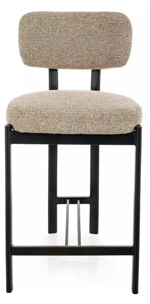 Scaun bar MISAKI H-2, bej/negru, stofă/metal, 45x44x92 cm