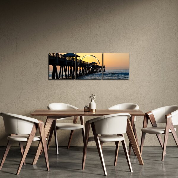 Tablou cu plaja (cu ceas) (90x30 cm)