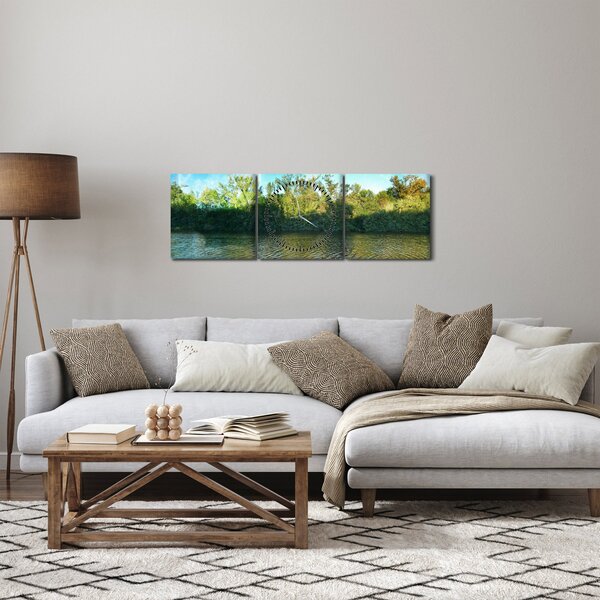 Tablou - lac (cu ceas) (90x30 cm)