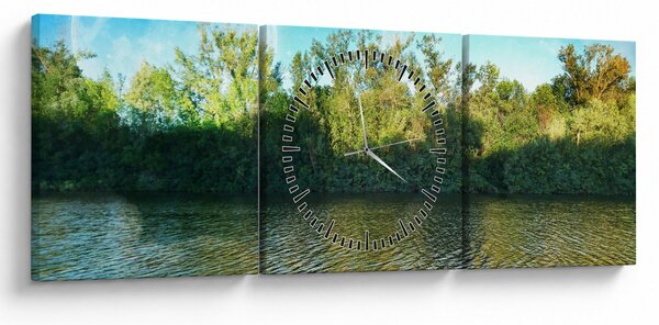 Tablou - lac (cu ceas) (90x30 cm)