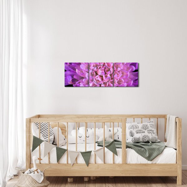 Tablou detailat cu floare (cu ceas) (90x30 cm)