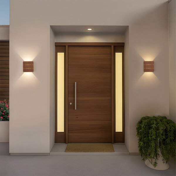 Brilagi -LED Aplica de exterior DOUBLERAY LINE LED/6W/230V finisaj lemn IP54