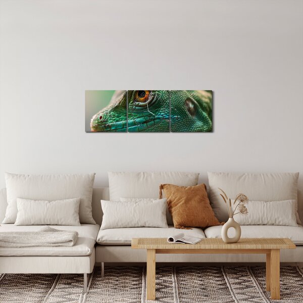 Tablou detailat cu o șopârlă (cu ceas) (90x30 cm)