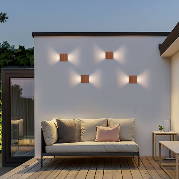 Brilagi - Aplica de perete LED pentru exterior DOUBLERAY LED/6W/230V cu decor din lemn IP54
