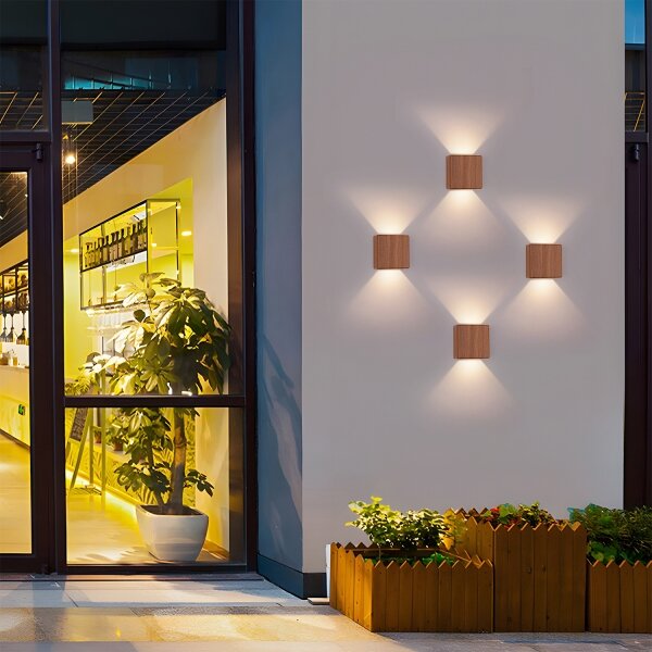 Brilagi - Aplica de perete LED pentru exterior DOUBLERAY LED/6W/230V cu decor din lemn IP54