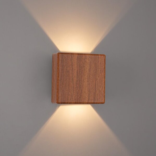 Brilagi - Aplica de perete LED pentru exterior DOUBLERAY LED/6W/230V cu decor din lemn IP54