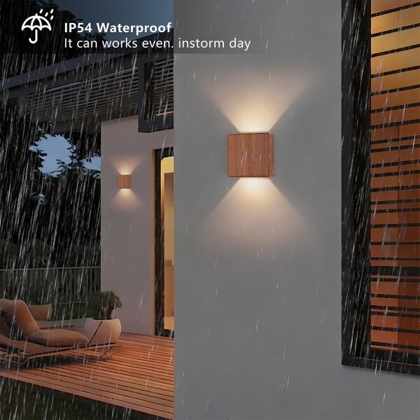Brilagi - Aplica de perete LED pentru exterior DOUBLERAY LED/6W/230V cu decor din lemn IP54
