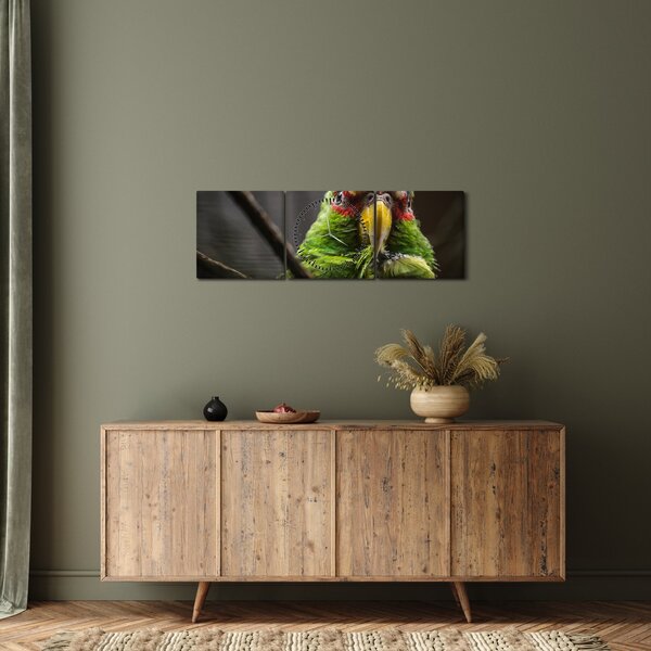 Tablou cu papagal (cu ceas) (90x30 cm)