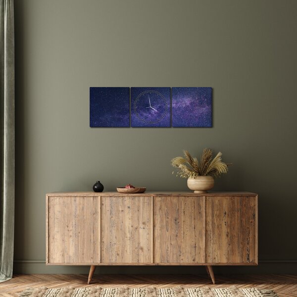Tablou cu galaxie (cu ceas) (90x30 cm)