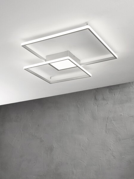 Ondaluce - Plafonieră LED cu reglare a intensității DOWEL LED/46W/230V 55x55 cm, finisaj argintiu