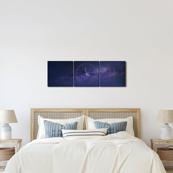 Tablou cu galaxie (cu ceas) (90x30 cm)