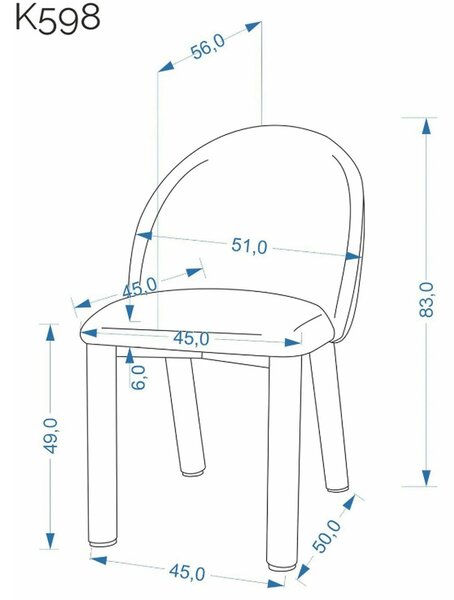 Scaun K598, stofa bej, 51x56x83 cm
