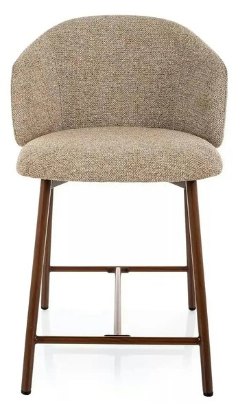 Scaun bar OSAKA H-2, bej/nuc, stofă/metal, 54x43x88 cm