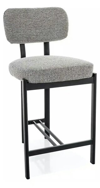 Scaun bar MISAKI H-2, gri/negru, stofă/metal, 45x44x92 cm