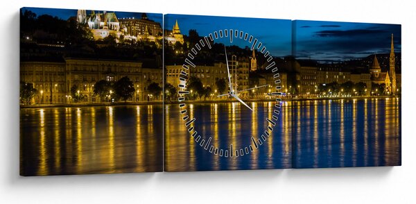 Tablou orașului nocturn (cu ceas) (90x30 cm)