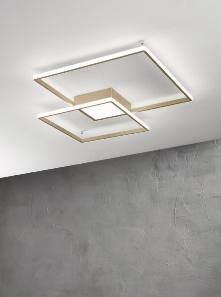 Ondaluce - Plafonieră LED dimabilă DOWEL LED/46W/230V 55x55 cm, finisaj auriu