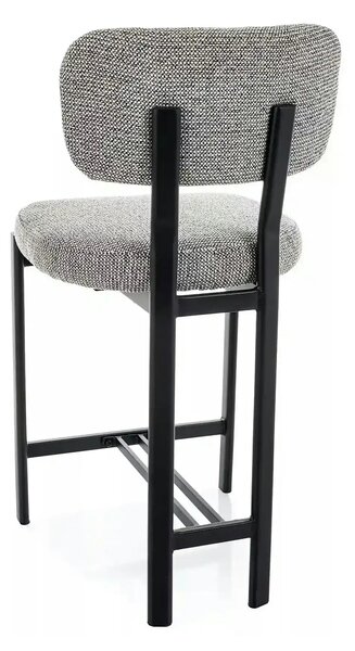 Scaun bar MISAKI H-2, gri/negru, stofă/metal, 45x44x92 cm